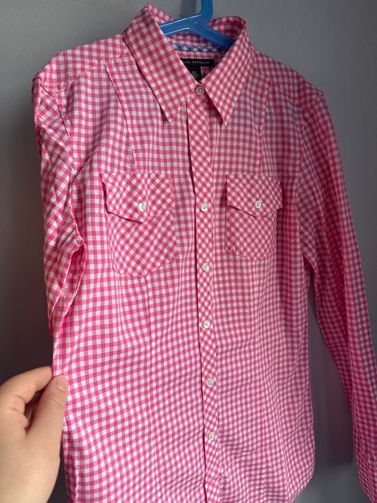 Banana Republic Pink and White Gingham Button-Down Shirt XS - Picture 3 of 3